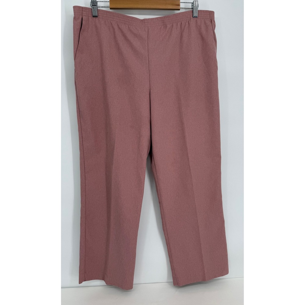 Alfred Dunner Womens Sz 12 Mauve Pink‎ Elastic Waist Straight Leg Pull On Pants